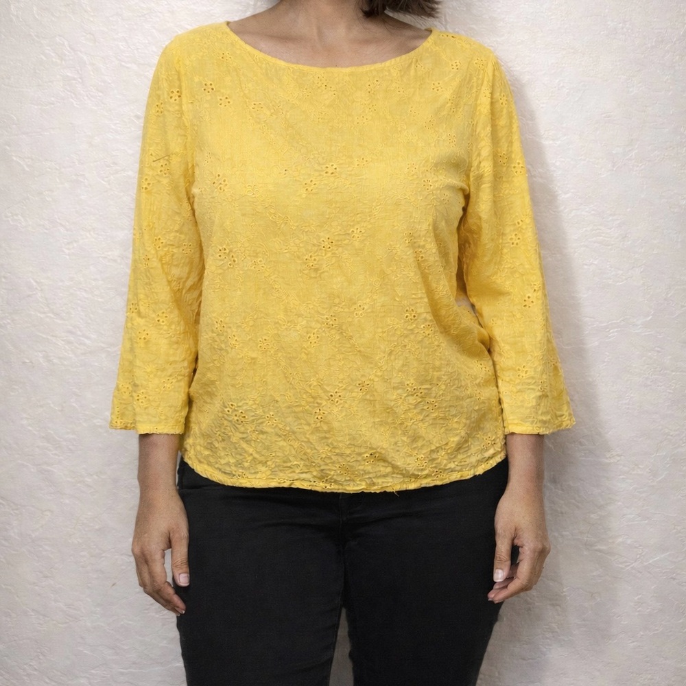 Liz Claiborne Women’s Yellow Eyelet Blouse